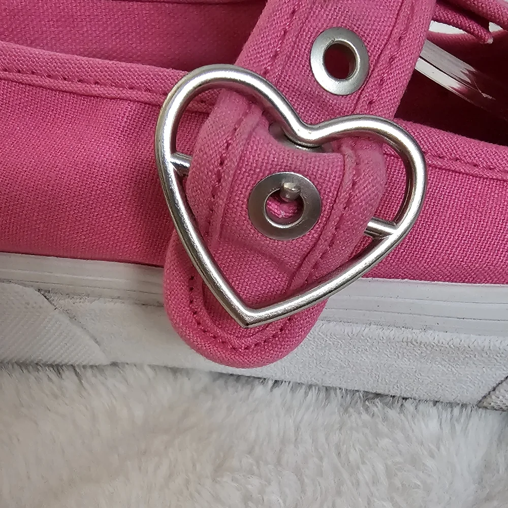 Vans Style 93 Retro Pink Mary Jane Heart Buckle Lug Sole Sneakers US M-6 W-7.5 - Picture 7 of 12